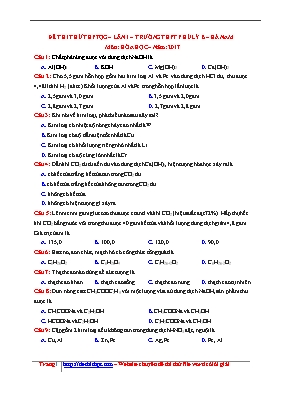 Đề thi thử Trung học phổ thông Quốc gia lần 1 môn Hóa học năm 2017 - Trường THPT Phủ Lý B (Có đáp án)